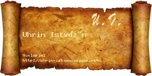 Uhrin István névjegykártya